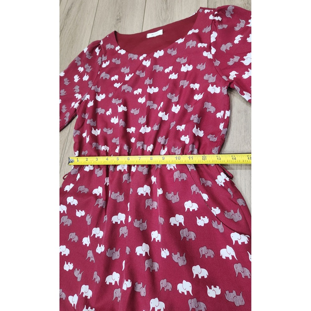 Everly Elephant Print Mini Dress Lined Pockets NO BELT Elastic Waist Women Small - Picture 7 of 10